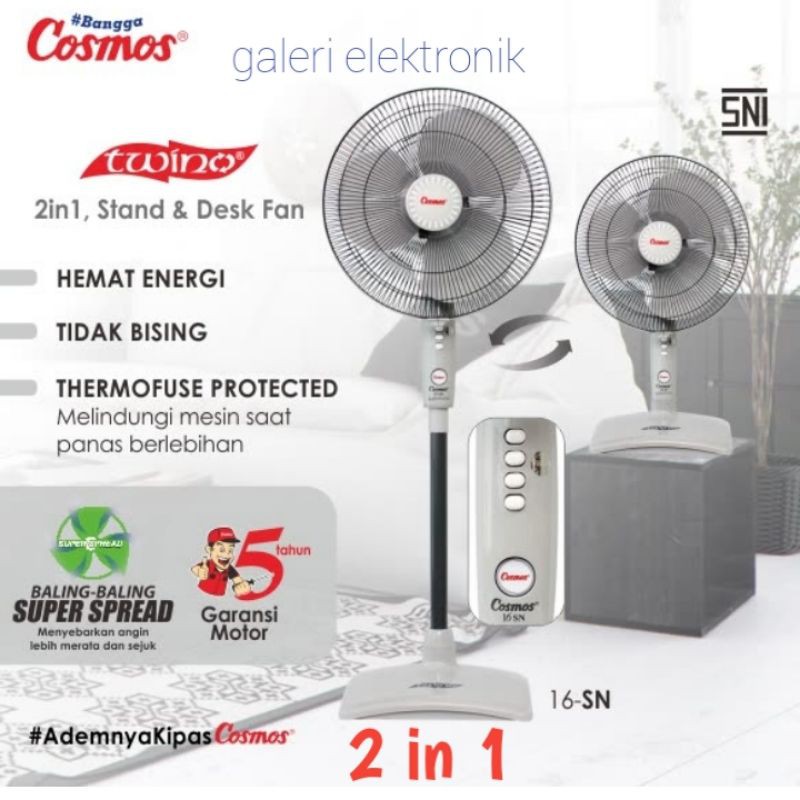 Kipas angin berdiri cosmos 16in,16SN twino 2in1