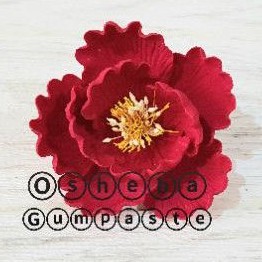 

[osheba] gumpaste bunga bs peony 8 cm warna red / merah