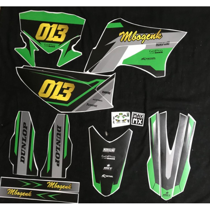 decal stiker klx 150 s dekal stiker variasi striping custom full body hijau