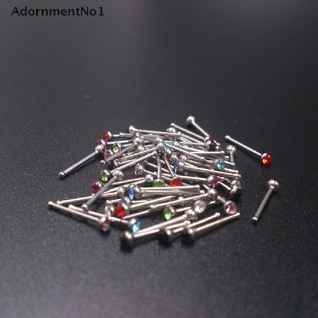 (AdornmentNo1) 60pcs / Set Anting Tindik Hidung Aksen Kristal + Berlian Imitasi Bahan Stainless Steel Untuk Wanita