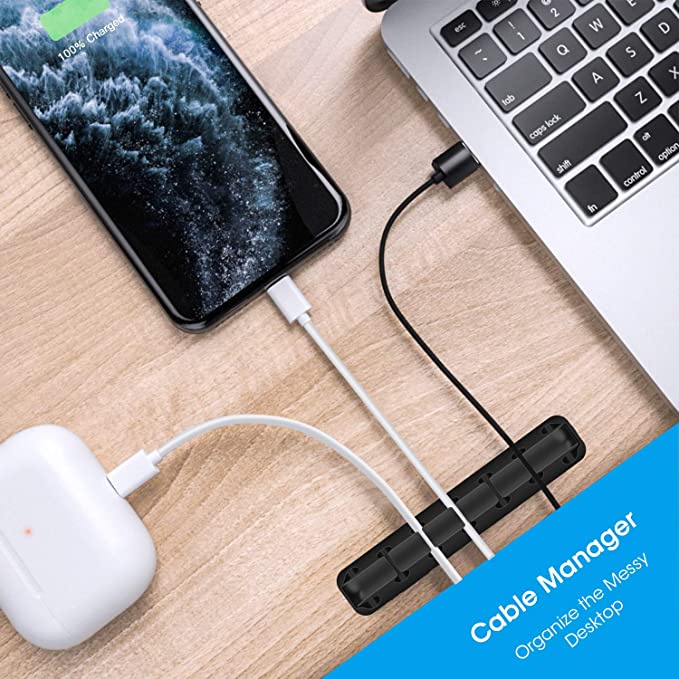 Cable Organizer Clips / Cable Management Cord Holder Self Adhesive Silicone Wire Holders for Organizing USB Charging Cable