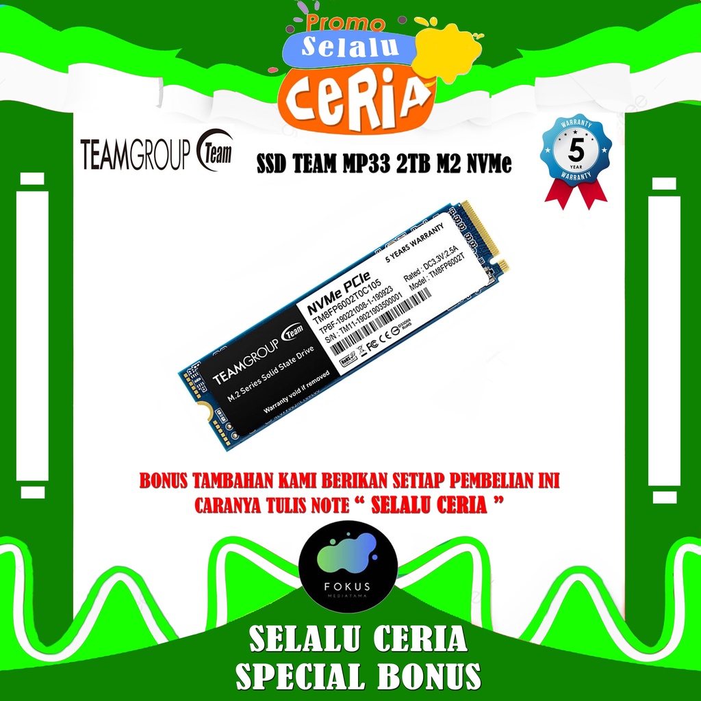 SSD Team MP33 2TB M.2 NVMe 2280 PCIe Gen 3x4