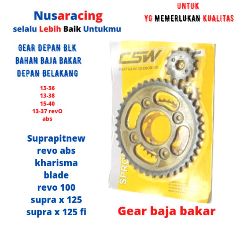 GEAR GIR GER SET SUPRAPIT NEW KHARISMA SUPRA X 125 BLADE REVO ABS REVO PIT 36-14 40-14 43-14 428 BAH