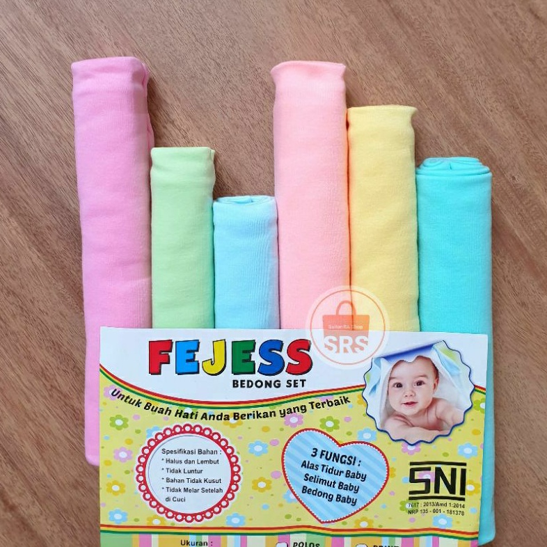 1 Helai Bedong Bayi Jumbo POLOS Rainbow Fejess 90x115 cm Bedong Selimut Baby per 1 Buah (1 HELAI)