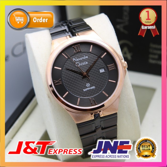 JAM TANGAN ALEXANDRE CHRISTIE ALEXANDER CHRISTIE PRIA COWOK ORIGINAL ORI AC 8541 ROSEGOLD BLACK