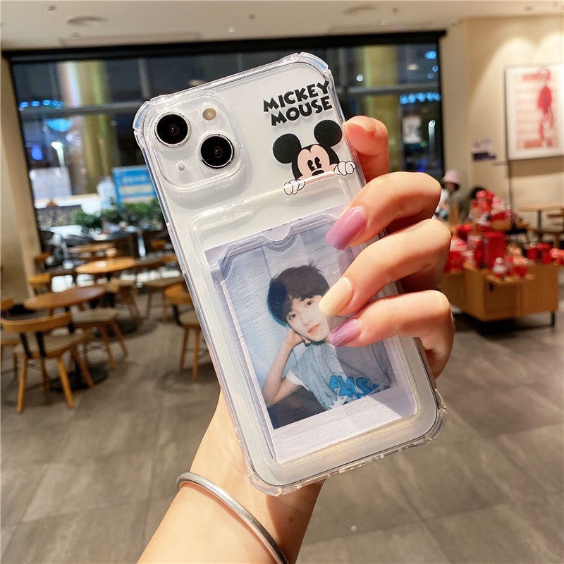 Case Motif Kartun Dengan Kartu Untuk iPhone 12 13 11 Pro Max X Xs Max Xr 7 8 Plus