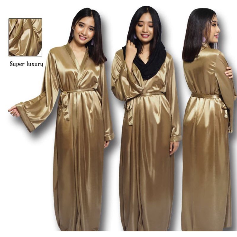 Kimono wanita sexy Outer dress panjang baju tidur Gold 1130GKIM
