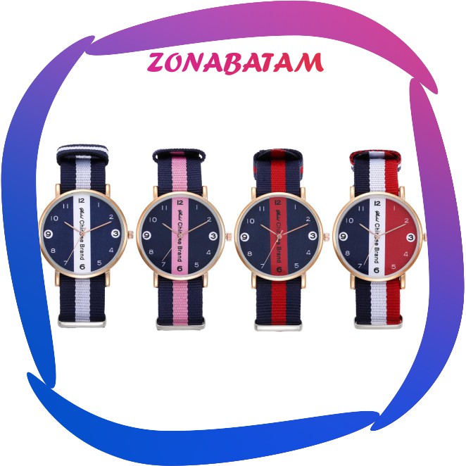 ❤️ZB❤️ JT015 Jam Tangan DW PriaWanita Couple Tali Garis Kanvas Fashion Watch Murah Canvas KoreaWomen