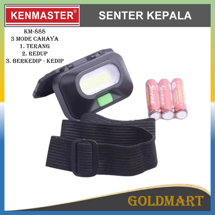 Senter Kepala 3 Mode Cahaya Original kenmaster Head Lamp Led km-888