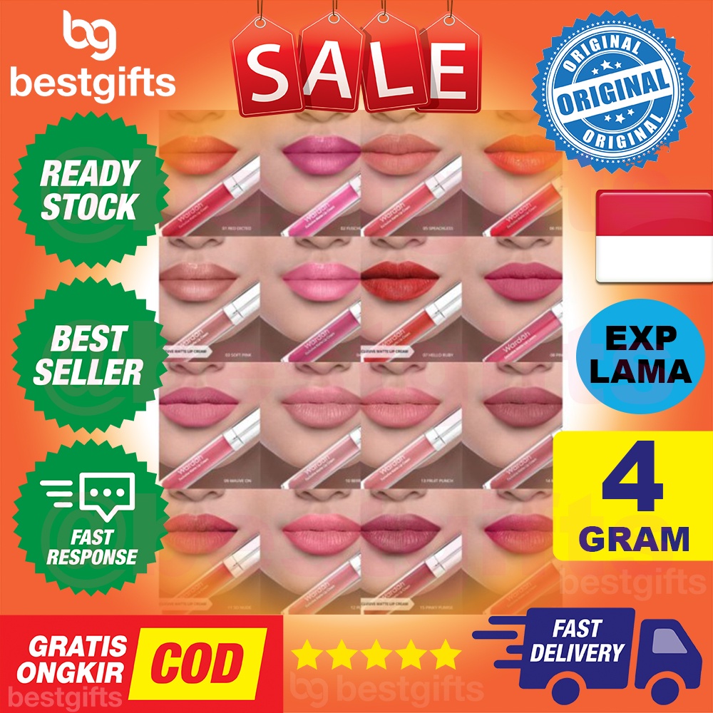 WARDAH EXCLUSIVE MATTE LIP CREAM KRIM STIK STICK TINT GLOSS LIPSTIK LIPSTICK WARNA INTENS TAHAN LAMA 4 GRAM