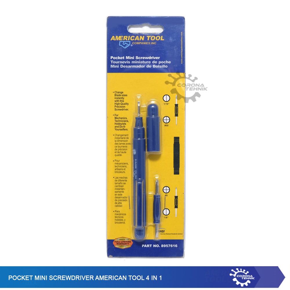 Pocket Mini Screwdriver American Tool 4 in 1