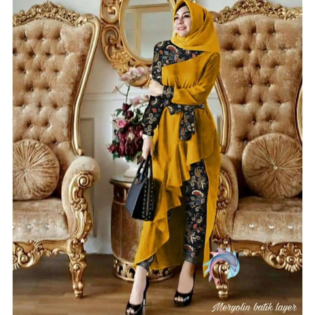 *[RXFK] Set Batik Hijab Lalena/ Batik Set Terbaru Wanita Celana / Hijab Set Ootd Hijab Muslim