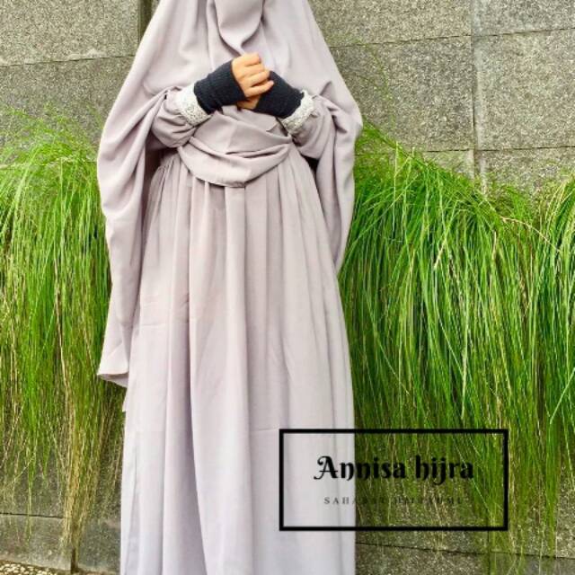Gamis polos set khimar cadar