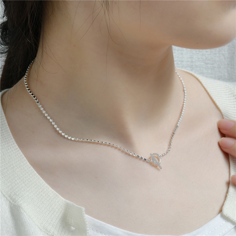 Kalung Rantai Sterling Silver S925 100% Hias Manik-Manik Datar 2.0mm Gaya Korea Untuk Hadiah