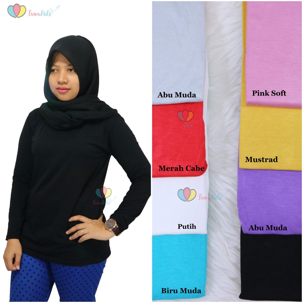  Kaos  Manset Wanita Fit to L Dalaman Kaos  Polos  Lengan  