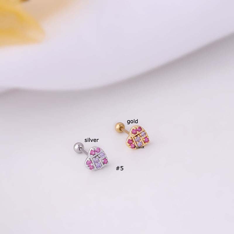 1pc Anting Tindik Bentuk Hati Bahan Stainless Steel 20gauge