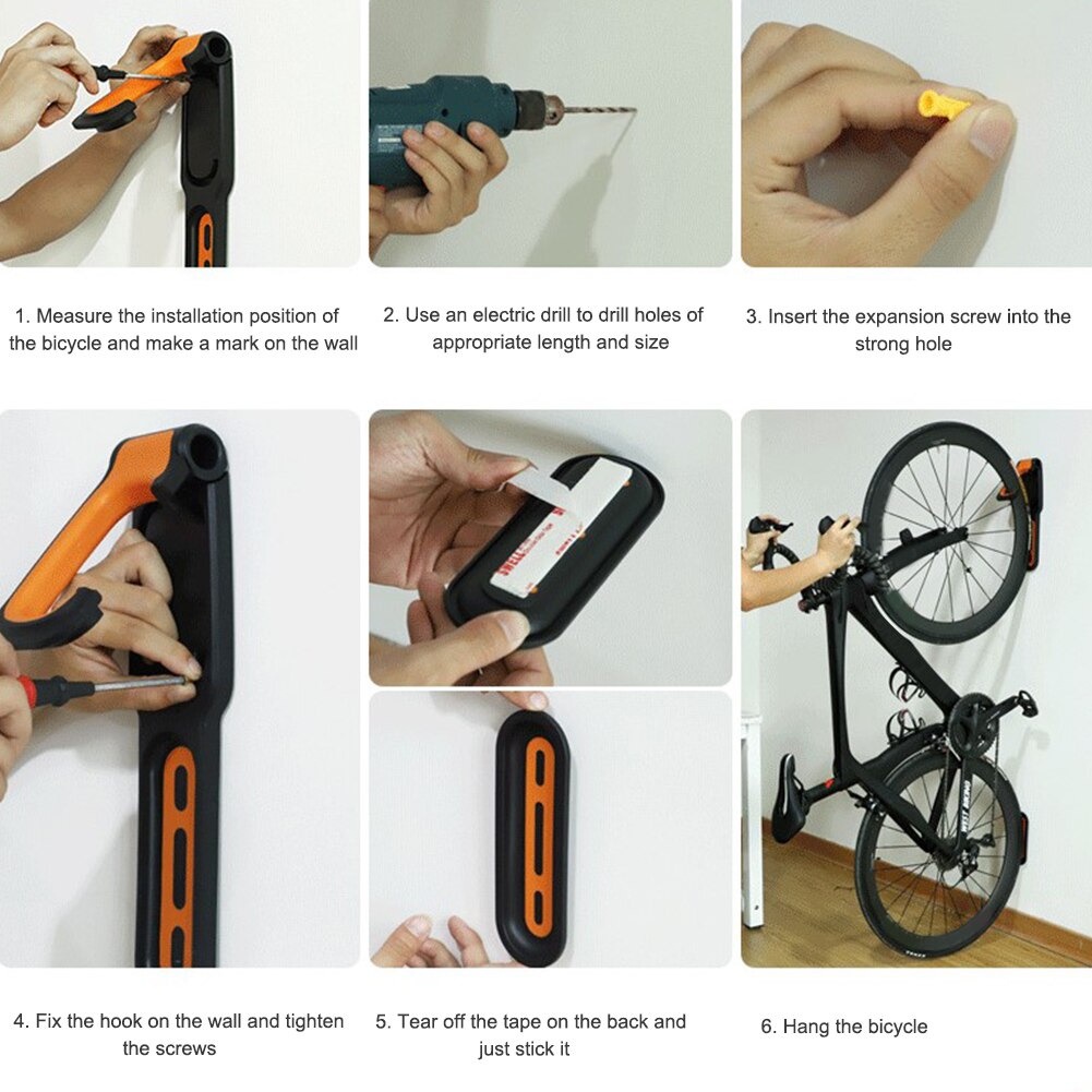 Gantungan Dinding Sepeda Bike Wall Hook Hanger - B-2R - Black/Orange