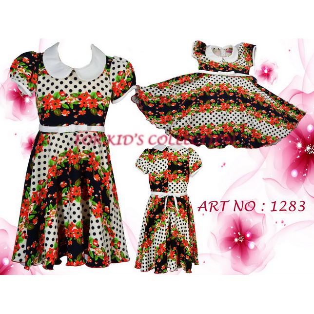 Dress Casual Anak Perempuan Waffel Printing Premium Import