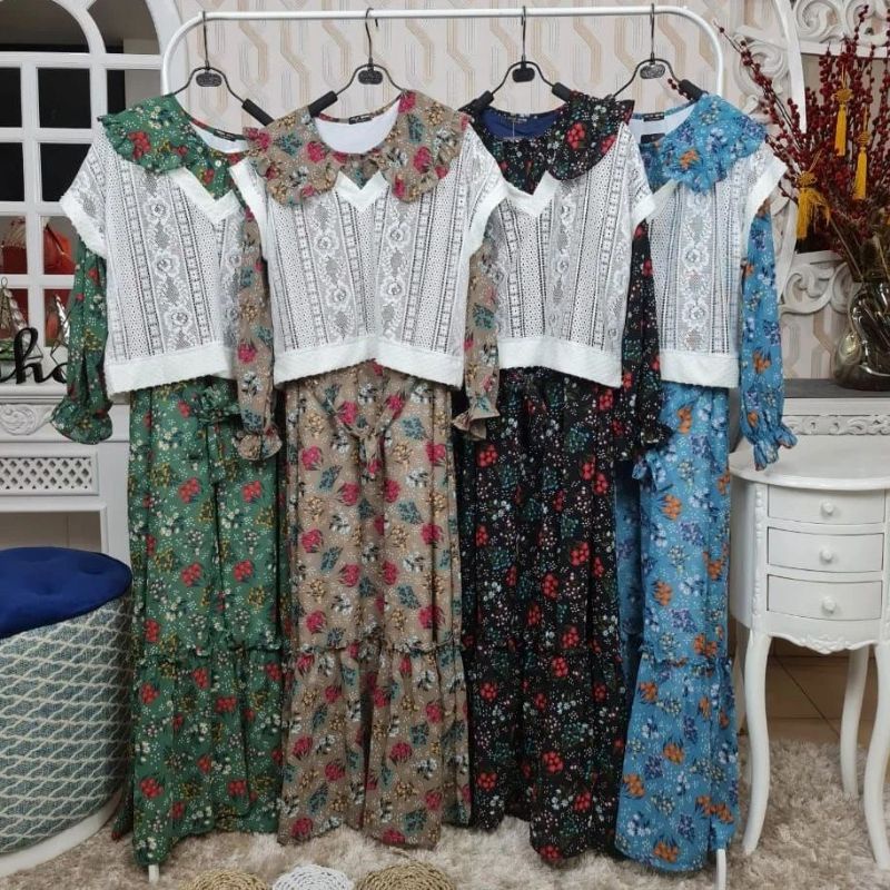 Gamis Maxi Vintage Rompi Rajut BKK Import 899-D (2in1)