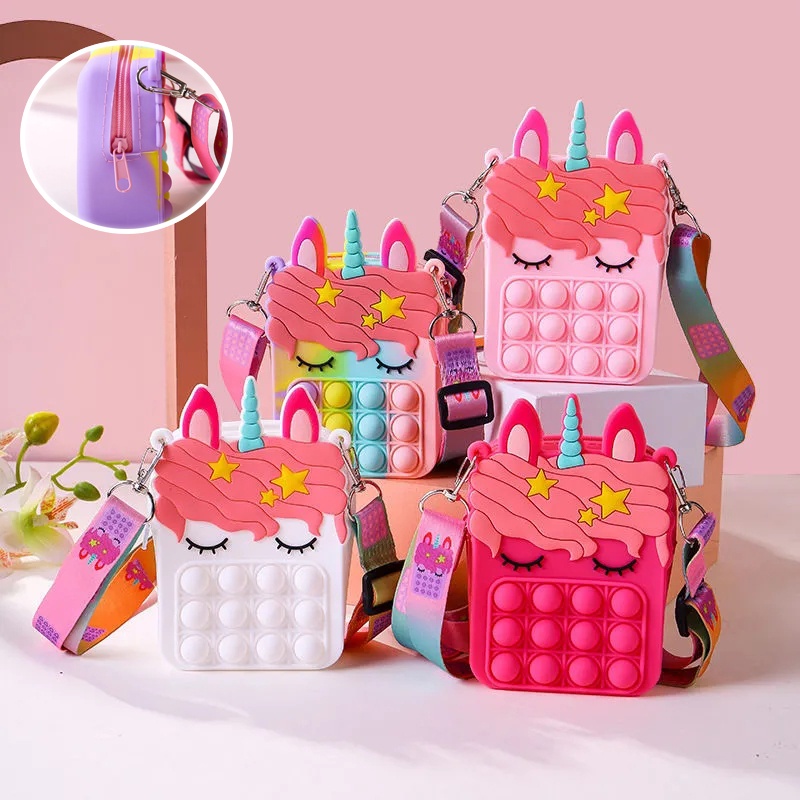 TAS ANAK POPIT JELLY / TAS POP IT ANAK SELEMPANG UNICORN / TAS POPIT ANAK MURAH