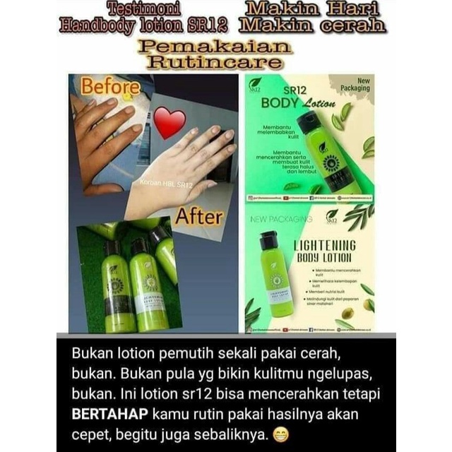 Body Lotion SR12 | Whitening Night Body Lotion | Lightening Body Lotion | Hand Body Pemutih | HB Pemutih | Pemutih Badan Ampuh | Skincare Pemutih Badan | Pemutih Kulit Tubuh | SR12 Skincare