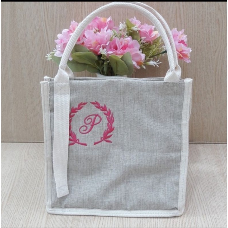Tas marhen kanvas bordir nama custom/totebag bordir nama/goodie bag custom