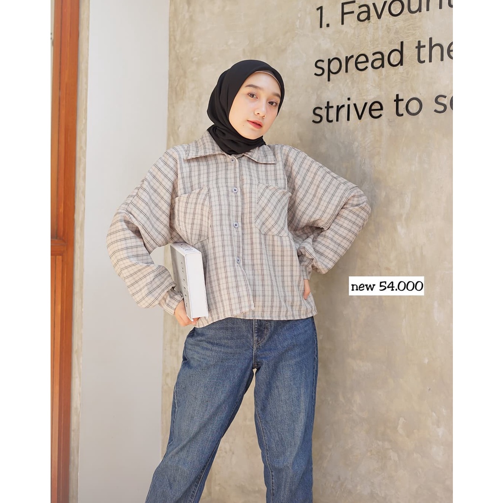 Kemeja Perempuan Korean Style Terbaru Neva Shirt Bahan Zara Acrilic
