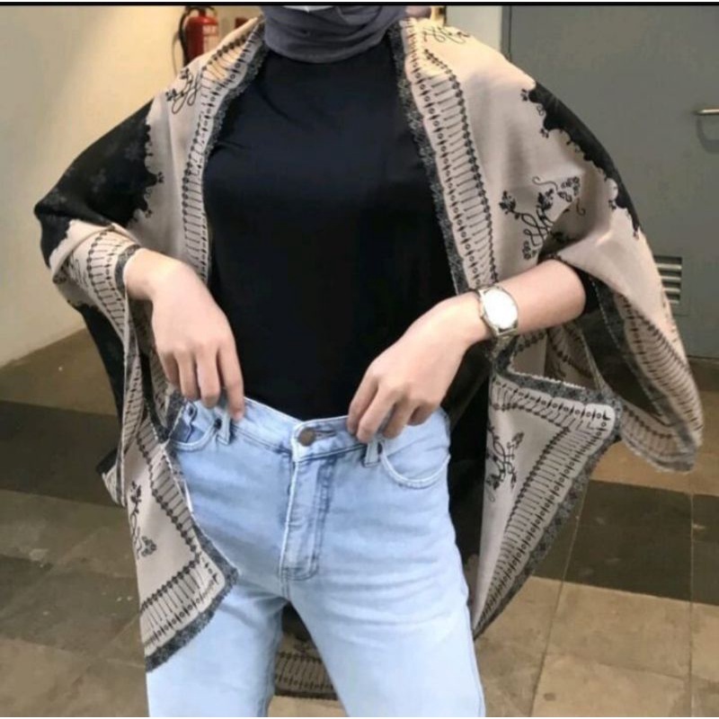 COD Outer Mono Hitam Series / Outer Scarf Premium / Outer Wear / Outer Wanita / Outer Terbaru 2022 K