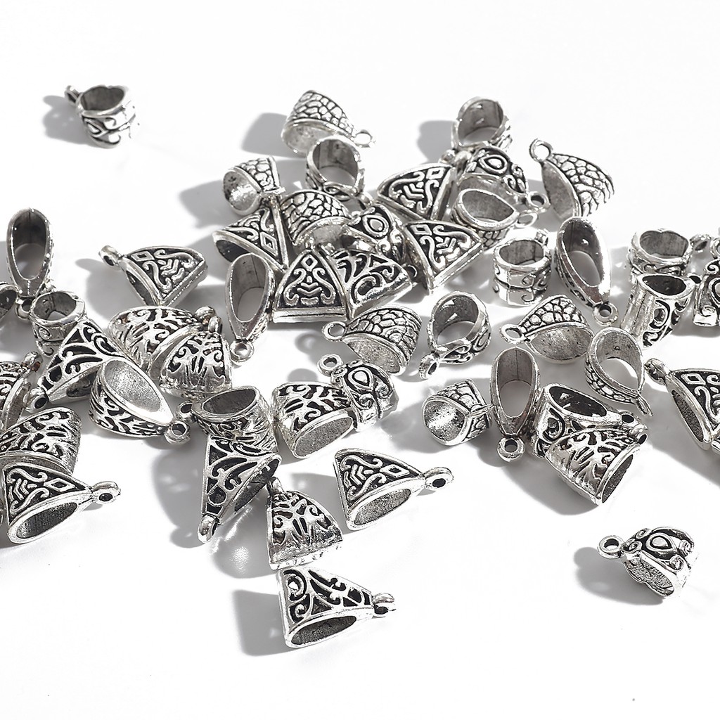 20pcs Liontin Bahan Alloy Plating Silver Ukuran Campur Untuk Aksesoris Perhiasan Diy