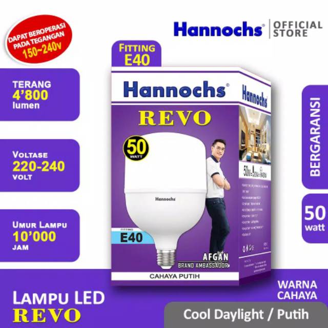 Lampu Led Hannochs Revo 50 watt fitting E27