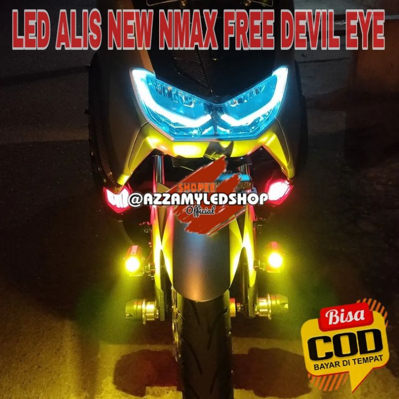 Paket lampu motor DRL alis lampu alis NEW NMAX Yamaha nmax free demon eye devil eye kualitas grade A super terang