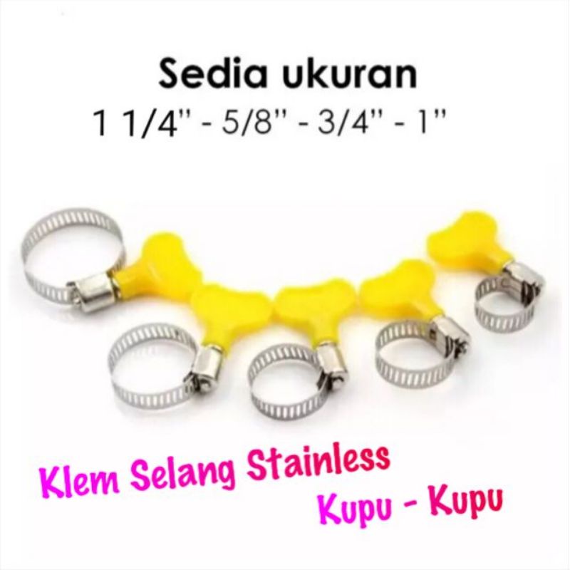 klem Pipa  Stainlesss  kuping handle kuning 5/8 &quot;,  3/4&quot;  , 1&quot; , 11/4 &quot; / CINCIN KLEM PIPA