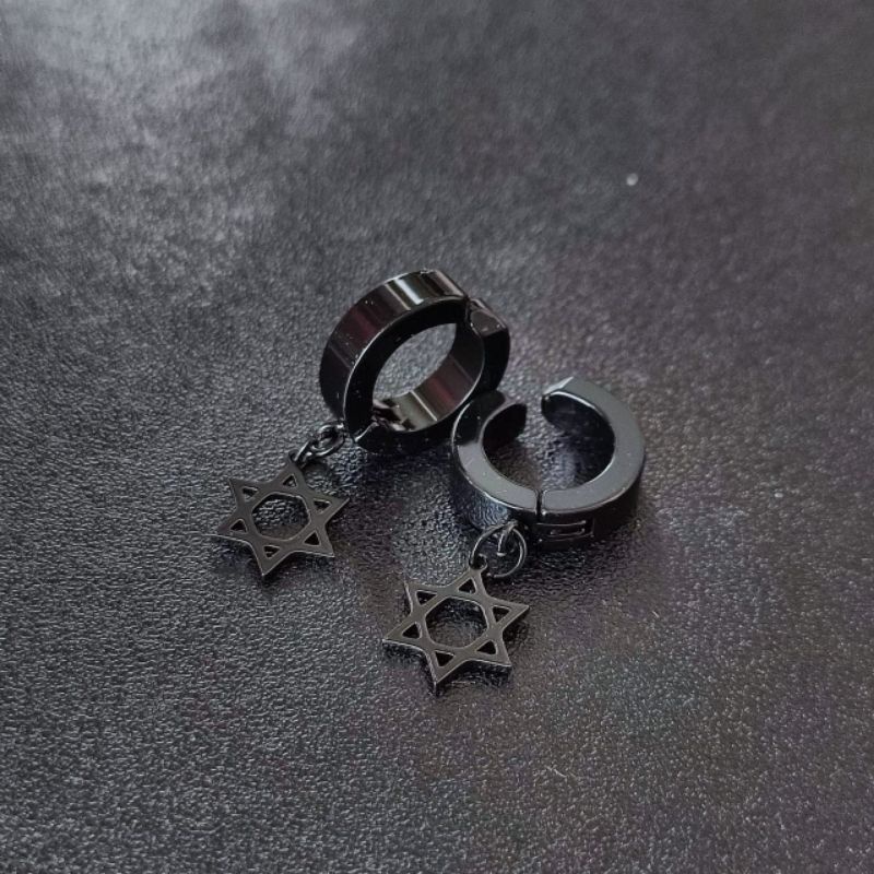 1pcs anting pria wanita stainless steel warna hitam