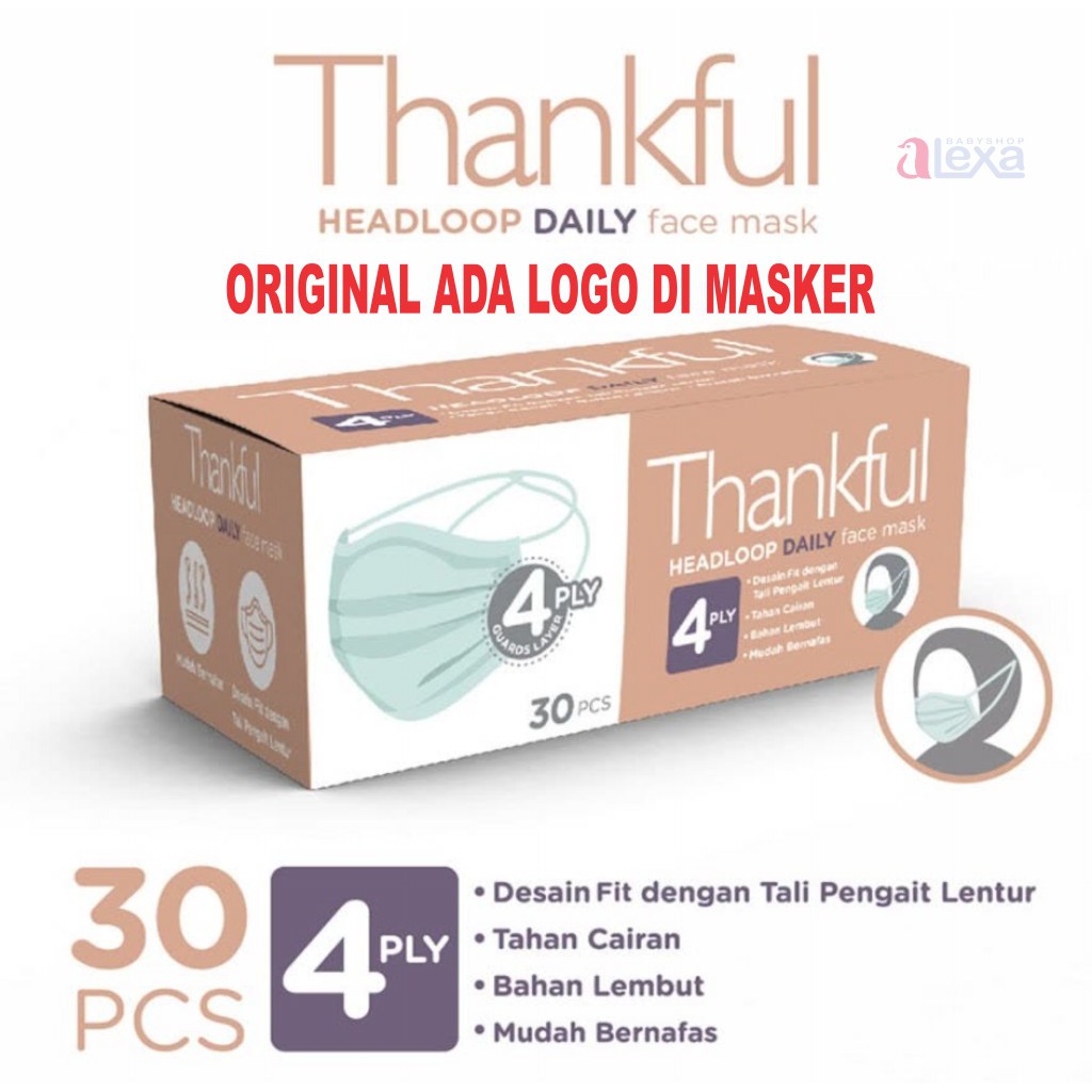 Thankful Masker hijab 4 ply / masker headloop 4 ply isi 30 pcs