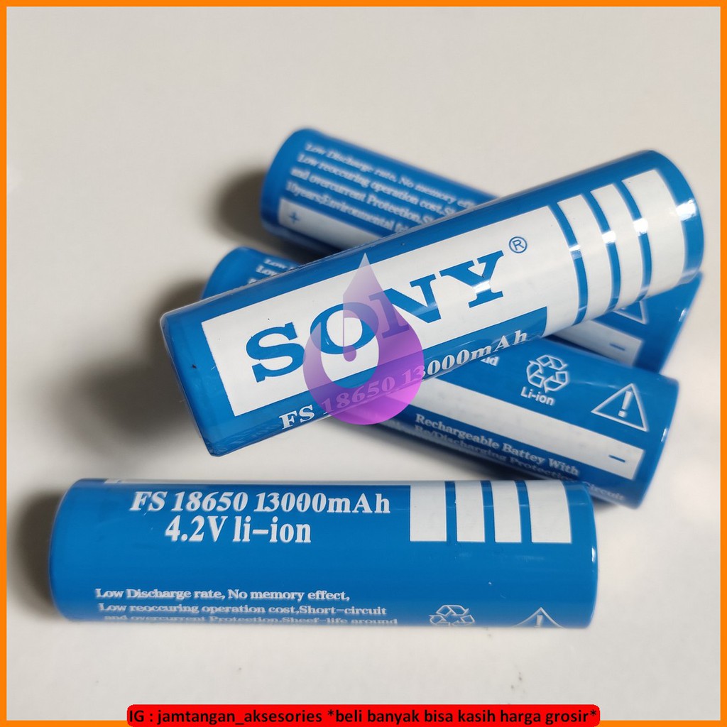 BATERAI SONY 13000mAh 18650 BATERAI SENTER POLICE SWAT ISI ULANG RATA BIRU