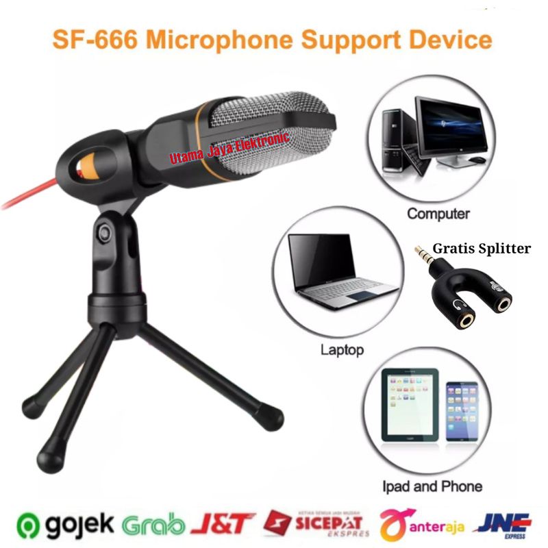 Paket Microphone SF666 Soundcard V8 Bluetooth Free Jack 3.5mm Headset