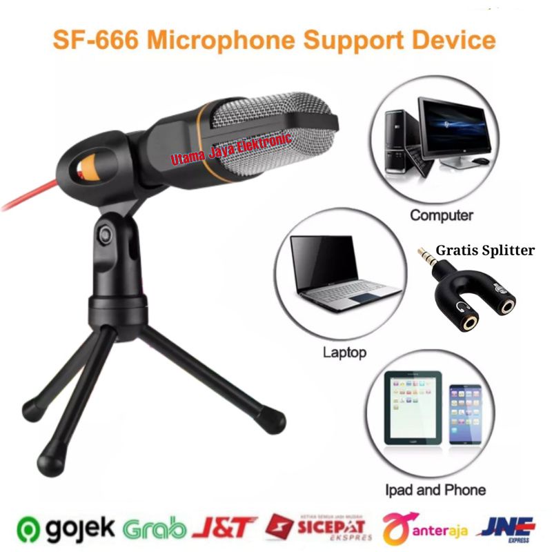 Microphone Condenser  Podcast Laptop PC SF-666 Studio with Stand Jack 3.5mm  Microphone SF666