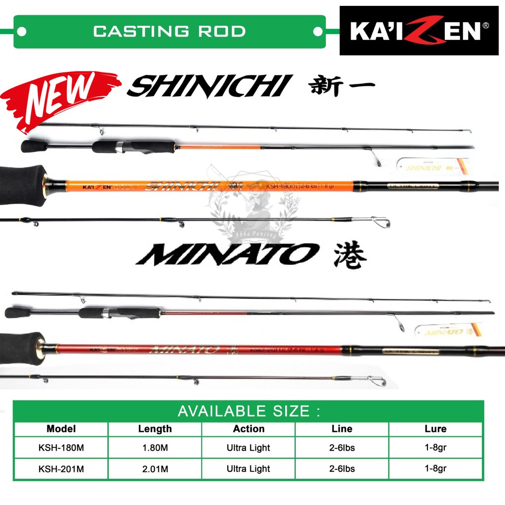 Joran UL Kaizen Shinichi Minato 2-6 lb 180 201 cm Ultra Light Casting Rod Pancing Carbon Original