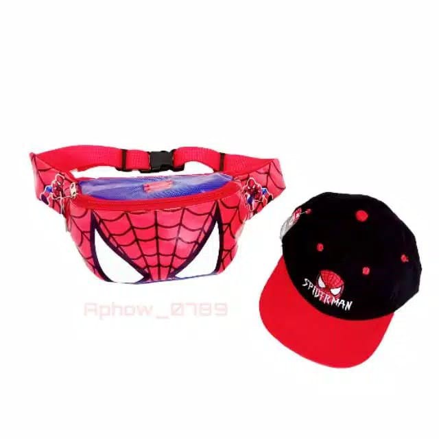 KSO_BAG - Tas Selempang WaistBag Anak Laki-Laki 2In1 Terbaru 2021 Motif Carakter Spiderman Termurah