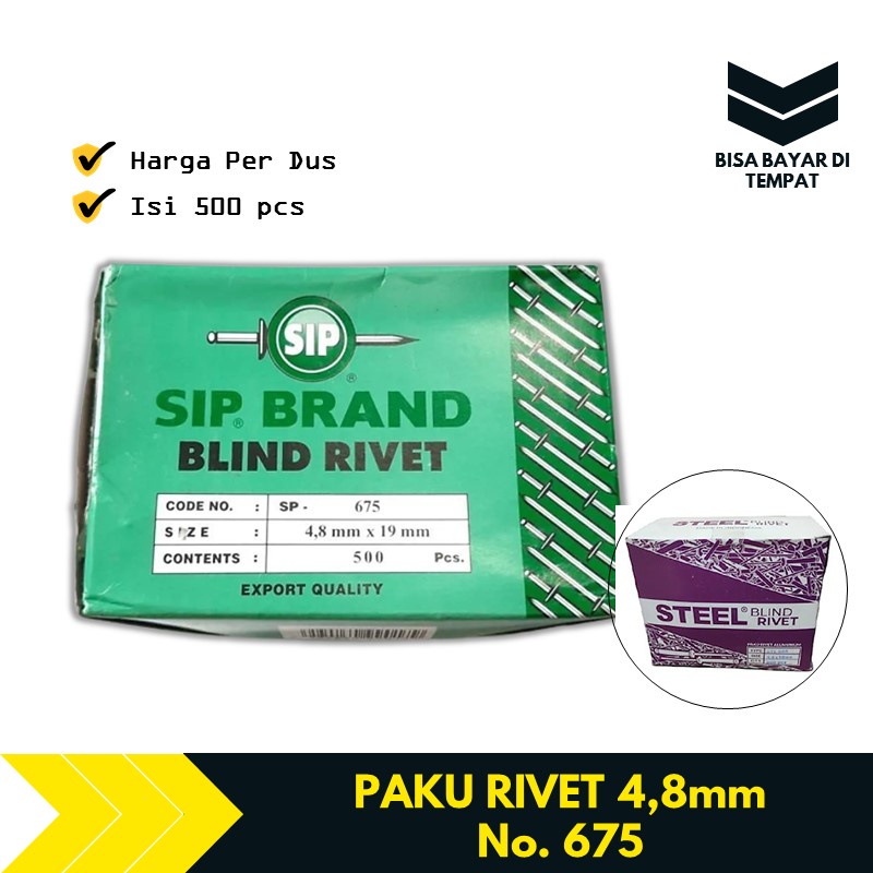 Paku Rivet 4.8 mm x 19 mm No. 675 Per Dus 500 Pcs TBA1006
