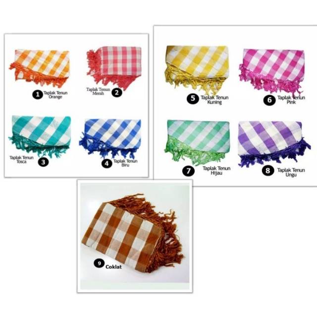 Taplak Meja Makan Kain Kotak-kotak 4-6 Kursii