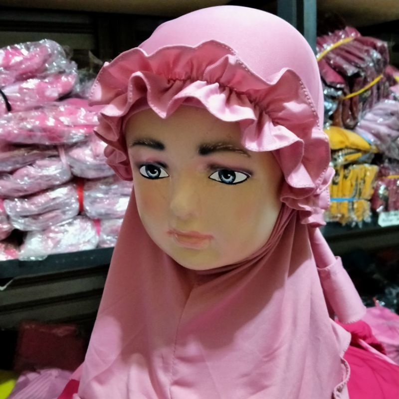 Jilbab hijab kerudung instan renda kriwil anak bayi