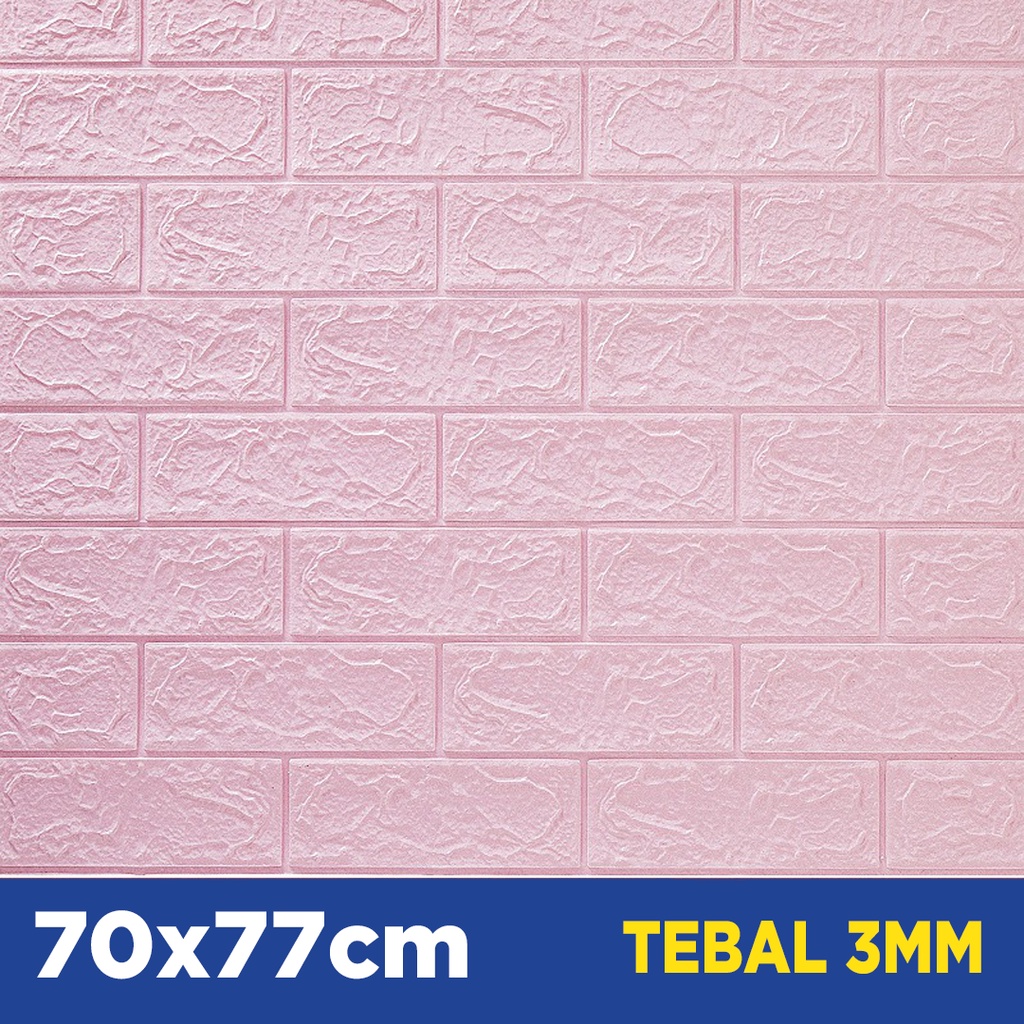 Wallpaper Dingding 3D Foam Motif Batu Bata 70 x 77 CM Dekorasi Dinding Kamar  Murah-ZW7-2L PINK