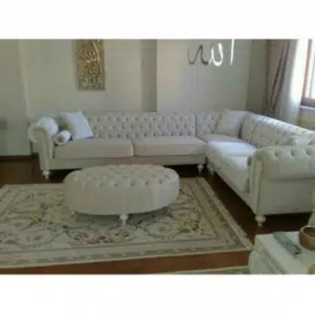 kursi tamu sudut chesterfield duco putih mebel jepara,furniture