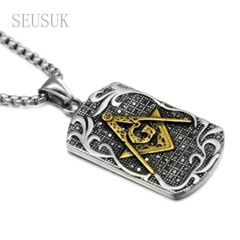 SeuSuk Vintage Jewelry Necklace Symbol Masonic Charm Pendants Statement Necklace