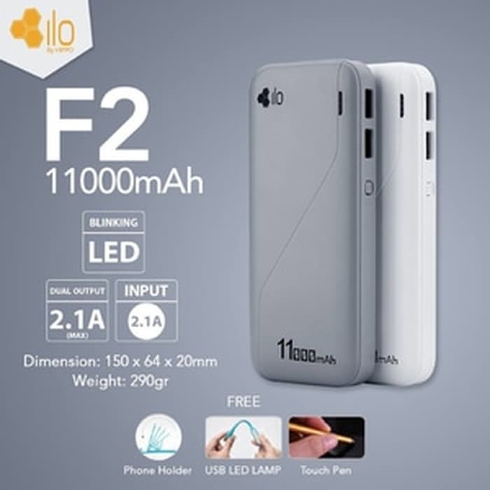 Hippo Powerbank ILO F2 11000 Mah - Original Garansi Resmi - Puti