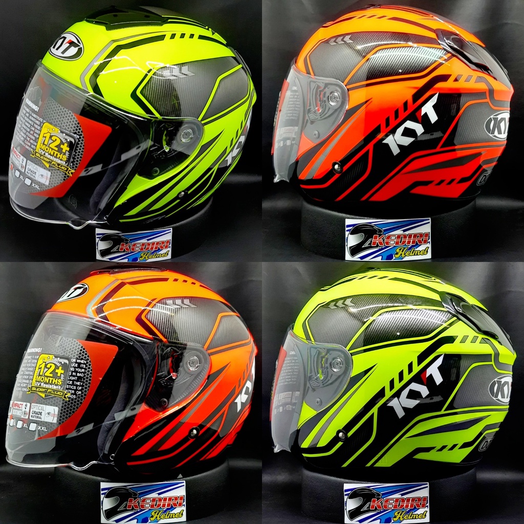 Helm KYT KYOTO R Super fluo carbon red yellow motif carbonized