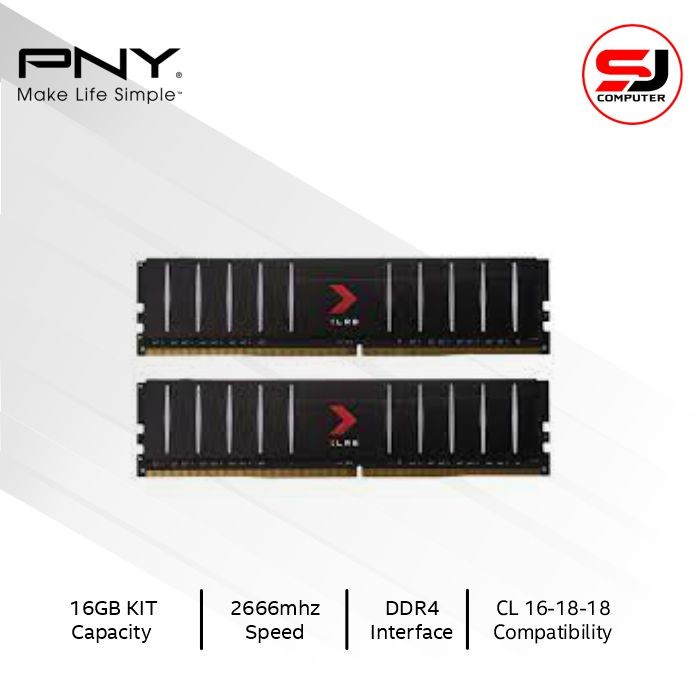 Memory PNY XLR8 Low Profile 16GB Kit 2666MHz 2x8GB Black DDR4 PC 2666