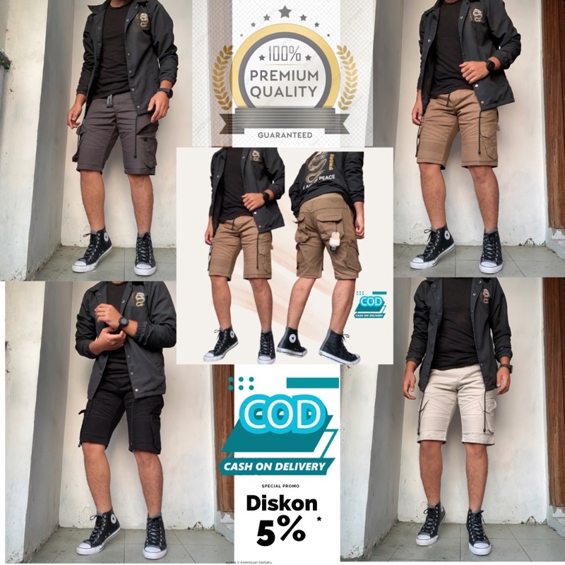 celana pendek katun biker pria wanita unisex pinggang rip elastis original distro premiun outdor