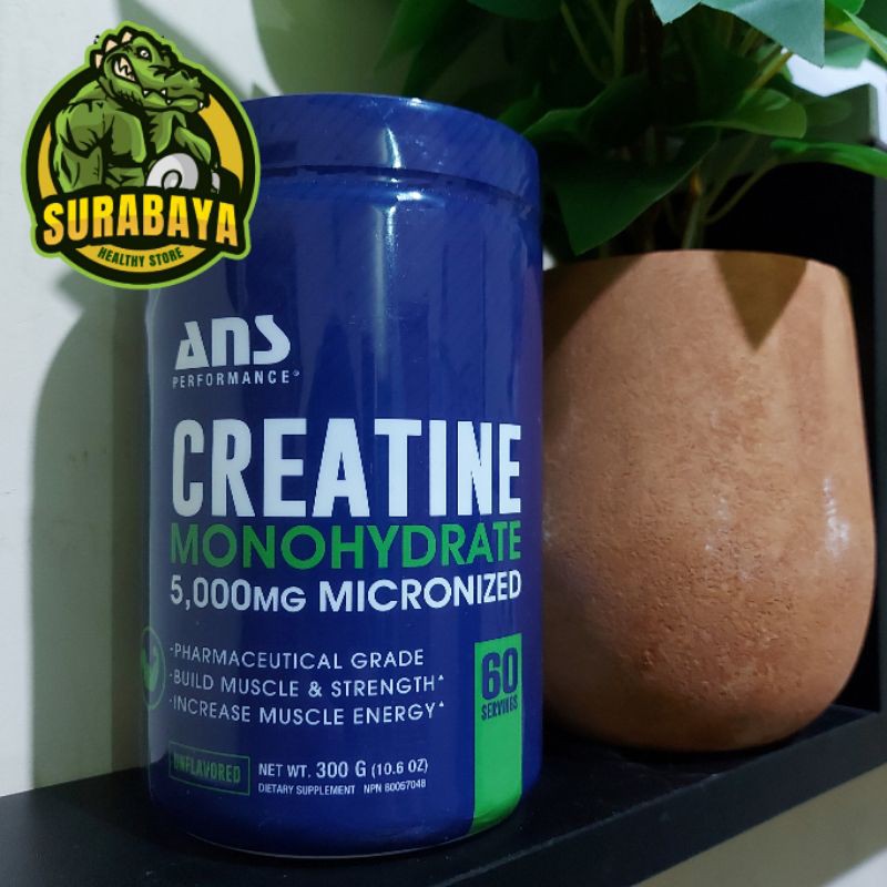 ANS PERFORMANCE CREATINE MONOHYDRATE 5000 MG 300 GRAM BPOM SUPLEMEN FITNESS BULKING ON GYM SURABAYA